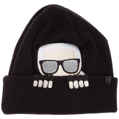 Shop Karl Lagerfeld Women's Beanie Hat  K/ikonik Capsule In Black