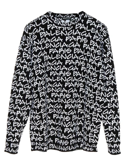 Shop Balenciaga Paris Sweater In Bianco Nero
