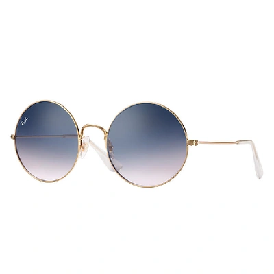 Ray Ban Ja-jo Sunglasses Gold Frame Blue Lenses 55-20 In Gold