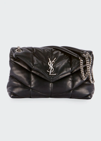 Shop Saint Laurent Lou Lou Puffer Shoulder Bag In Black