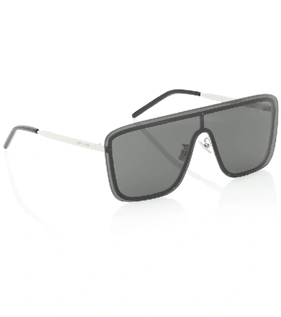 Shop Saint Laurent Sl 364 Mask Flat-brow Sunglasses In Black