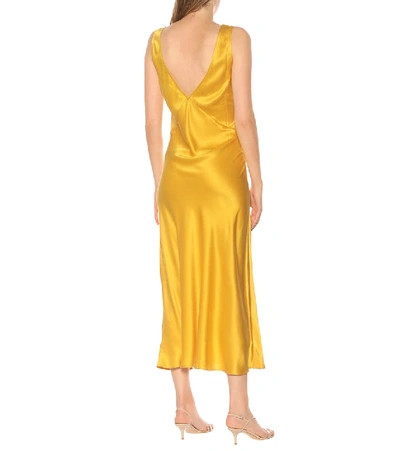 Shop Asceno The Bordeux Silk-satin Midi Dress In Yellow