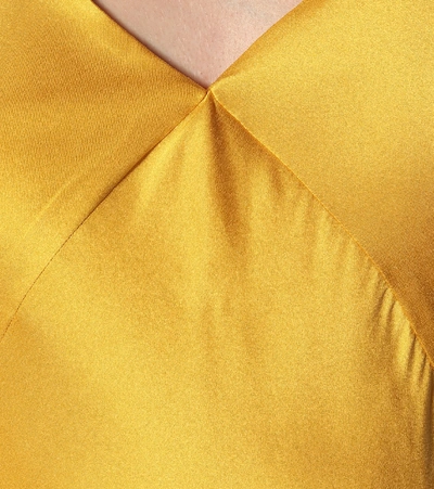 Shop Asceno The Bordeux Silk-satin Midi Dress In Yellow