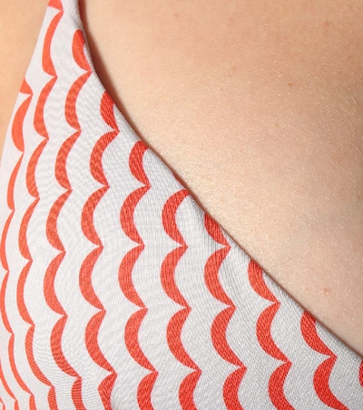 Asceno Genoa Wave-print Bikini Top In Red