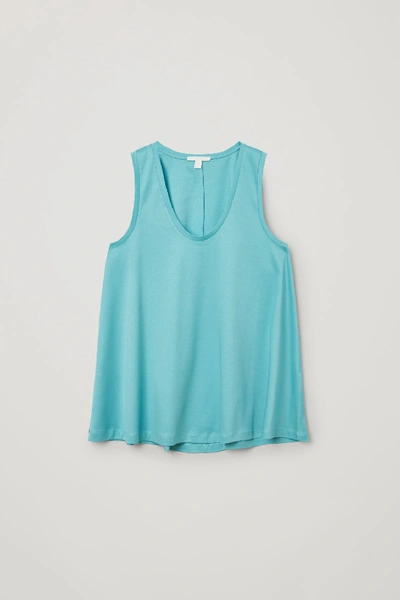 Shop Cos Cotton Fluid Vest In Turquoise