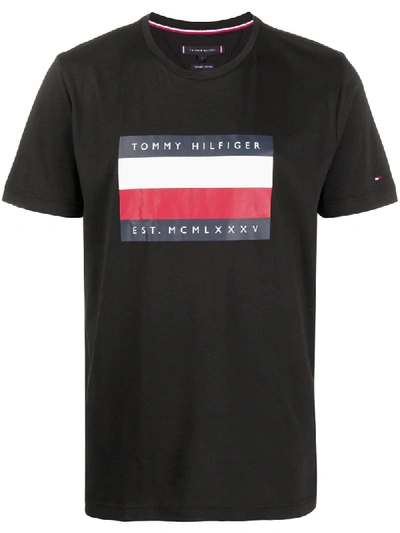 Shop Tommy Hilfiger Short Sleeve Printed Logo T-shirt In Black