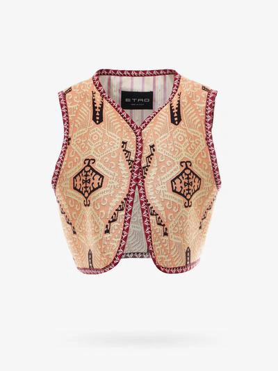 Shop Etro Vest In Brown