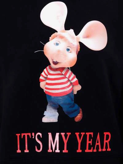 Alberta Ferretti Topo Gigio Print Cotton Sweatshirt In Black
