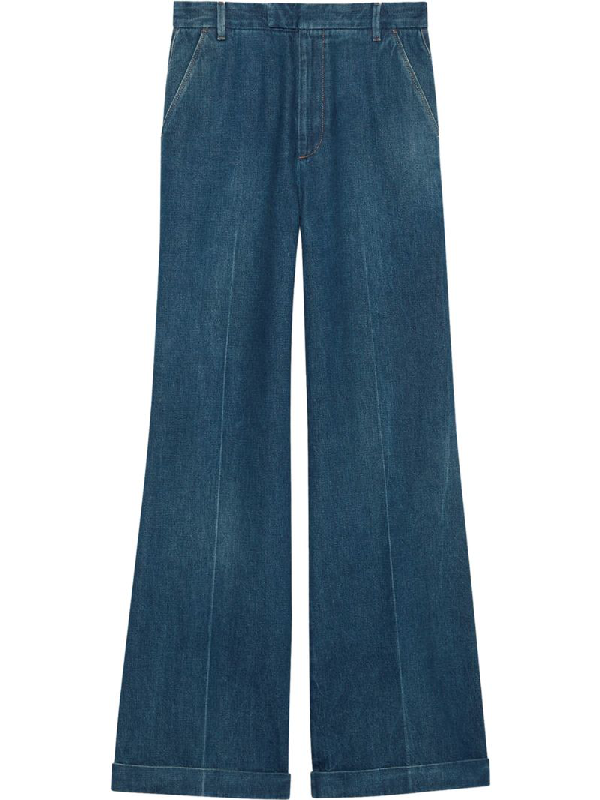 Gucci Jeans Mit Hohem Bund In Blue Modesens