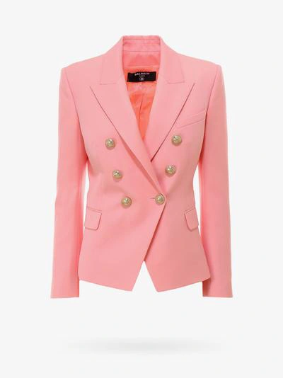 Shop Balmain Blazer In Pink