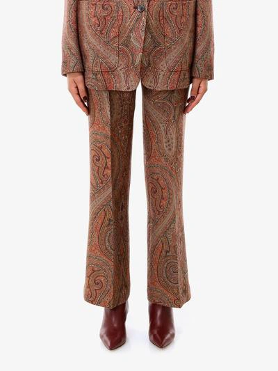 Shop Etro Trousers In Brown