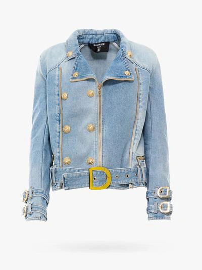 Shop Balmain Jacket In Blue
