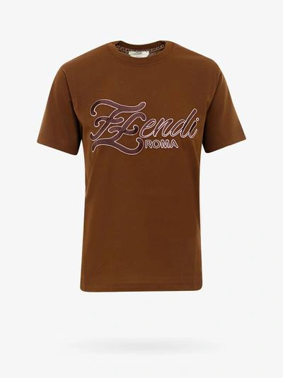 Shop Fendi T-shirt In Brown
