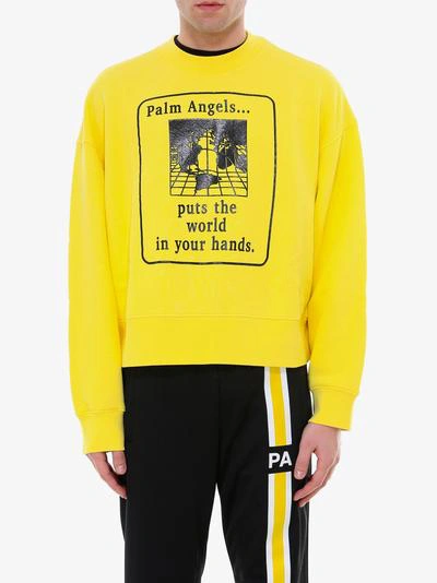 Shop Palm Angels Sweatshirt In Yellow
