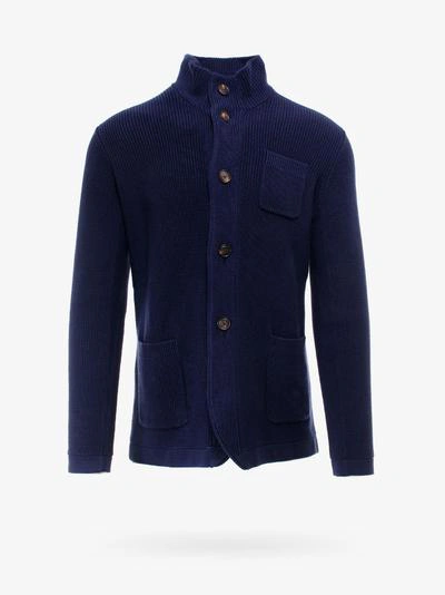 Shop Brunello Cucinelli Cardigan In Blue