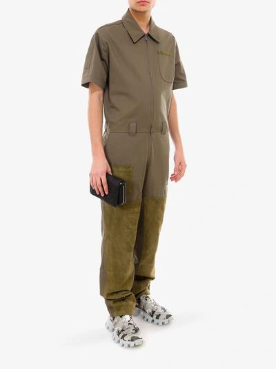 Fendi Short Sleeve Utility Jumpsuit In Green ModeSens