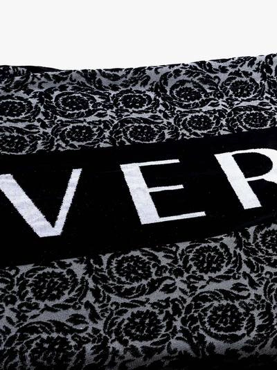 Shop Versace Beach Towel In Black