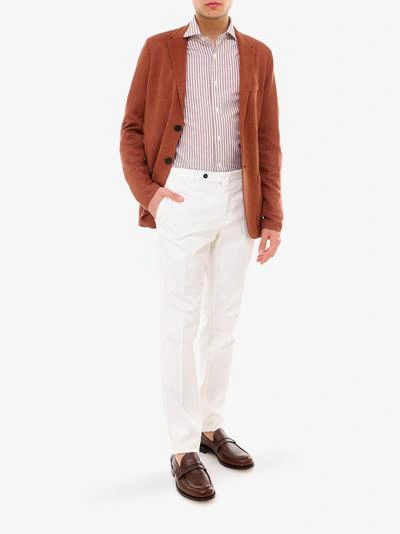 Shop Harris Wharf London Sartorial Linen Blazer In Brown