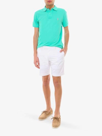 Polo Ralph Lauren Slim Fit Polo Shirt In Mint Green With Pink Logo In Green