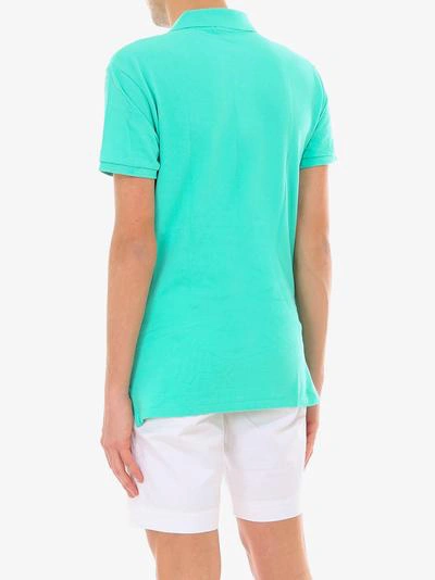 Polo Ralph Lauren Slim Fit Polo Shirt In Mint Green With Pink Logo In Green