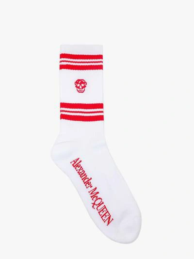 Shop Alexander Mcqueen Socks Stripe Skull Sport In Red