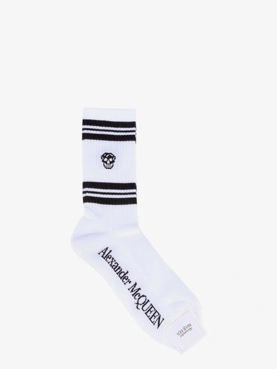 Shop Alexander Mcqueen Socks Stripe Skull Sport In White