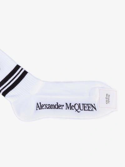 Shop Alexander Mcqueen Socks Stripe Skull Sport In White