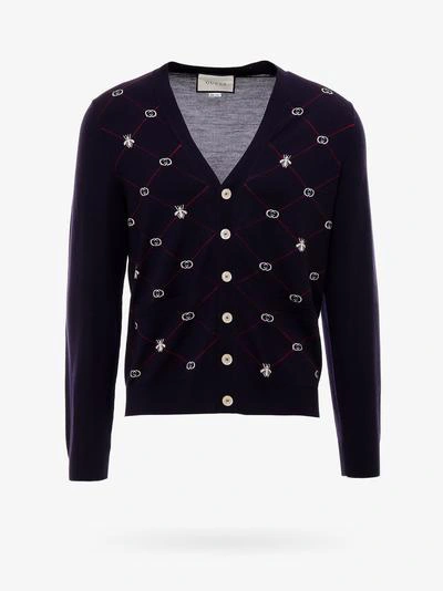 Shop Gucci Cardigan In Blue