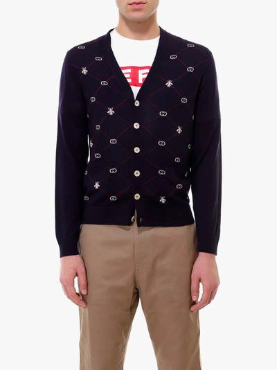 Shop Gucci Cardigan In Blue