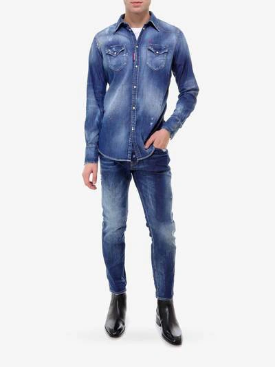 Shop Dsquared2 Straight Leg Boot Cut Jean In Blue