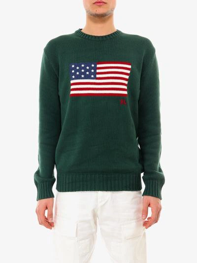 Polo Ralph Lauren Iconic Flag Cotton Intarsia-knit Jumper In Green |  ModeSens