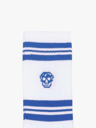Shop Alexander Mcqueen Socks Stripe Skull Sport In Blue