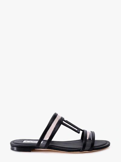 Shop Tod's Flat Sandals In Black