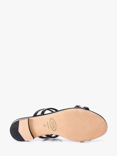 Shop Tod's Flat Sandals In Black