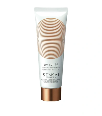 Shop Sensai Silky Bronze Cellular Protective Cream For Face Spf 50+ (50ml) In White