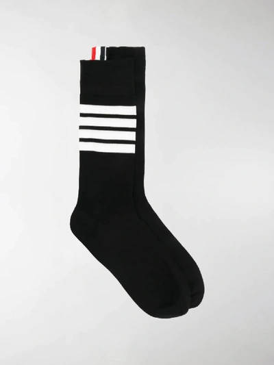 Shop Thom Browne 4-bar Mid-calf Socks In Black