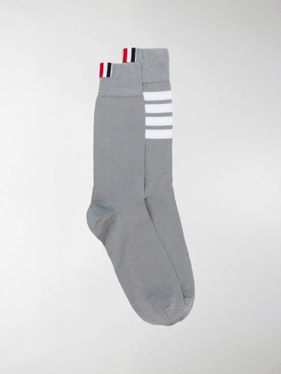 Shop Thom Browne 4-bar Mid-calf Socks In Grey
