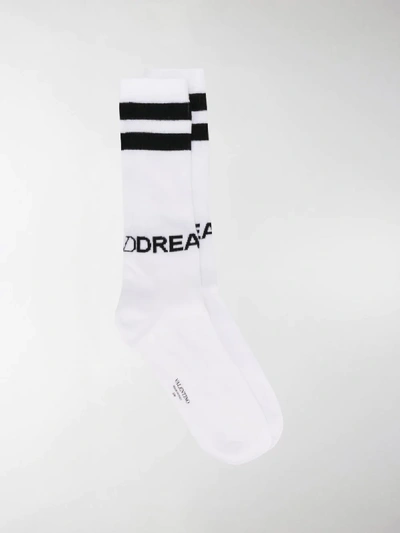 Shop Valentino Vlogo Dreamers Socks In White