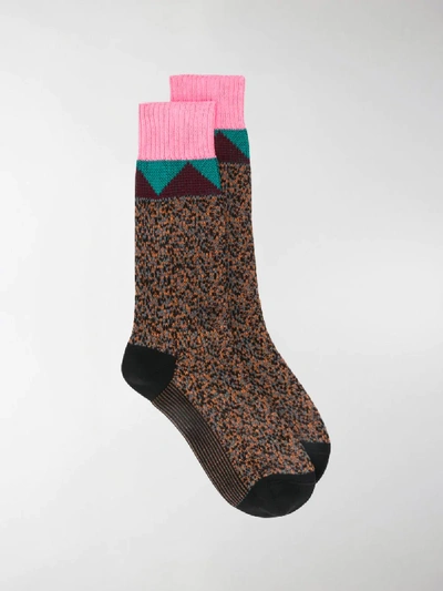 Shop Prada Intarsia Mid-calf Socks In Rosa