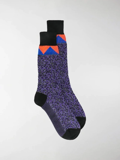 Shop Prada Intarsia Mid-calf Socks In Lila