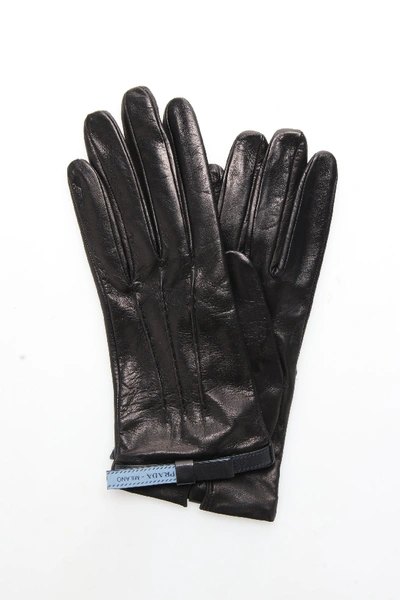 Shop Prada Logo Detail Gloves In Black