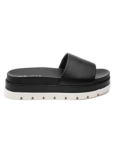 Shop J/slides Bibi Leather Platform Slides In Black