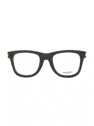 Shop Saint Laurent 48mm Glitter Square Core Optical Glasses In Black Multicolor