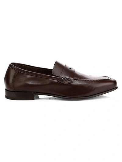 Shop Sutor Mantellassi Vito Slip-on Leather Loafers In Ebano