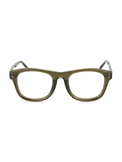 Shop Linda Farrow 52mm Round Optical Glasses In Transparent Green