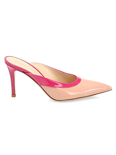 Shop Gianvito Rossi Two-tone Leather Mules In Blush