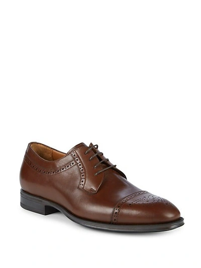 Shop Aquatalia Duke Leather Derbys In Burgundy