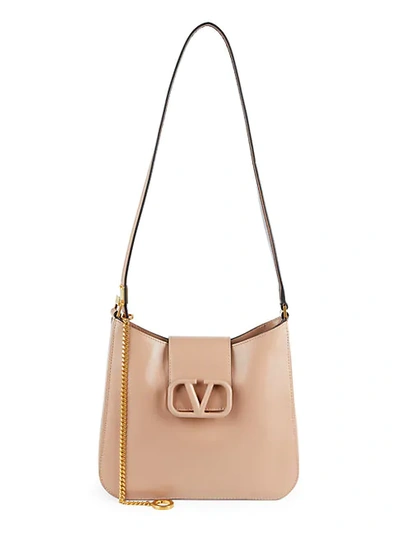 Shop Valentino Leather Logo Crossbody Bag In Pink