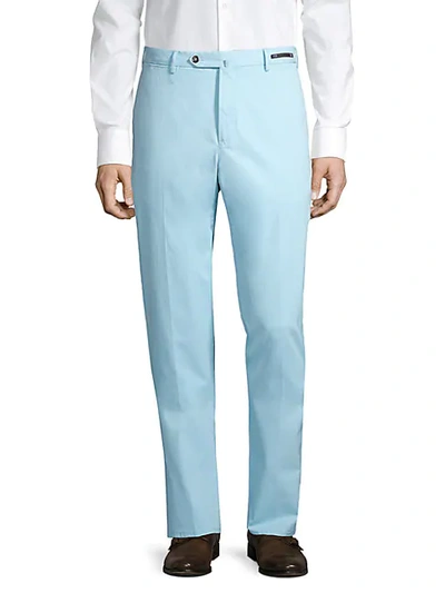 Shop Pt01 Stretch Cotton Pants In Powder Blue