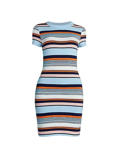 Shop French Connection Byatt Striped Bodycon T-shirt Dress In Utility Blue